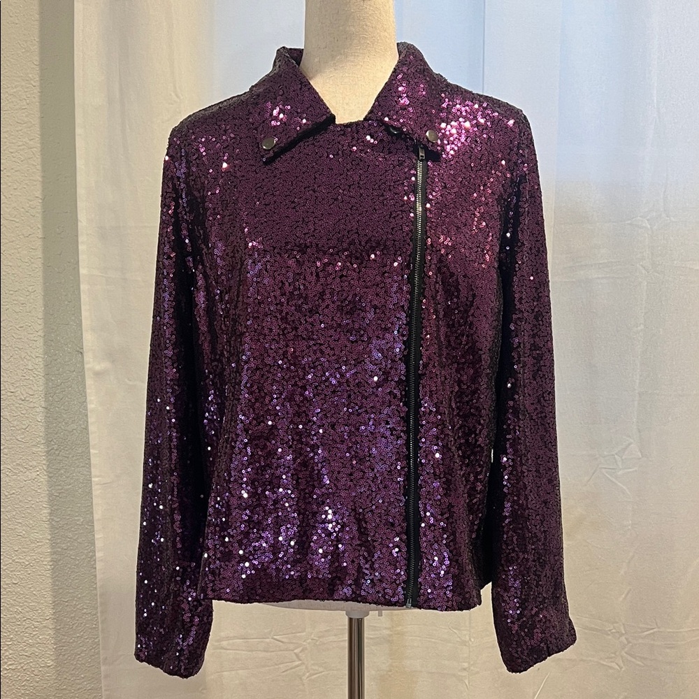 Colleen Lopez Sparkling Purple Sequin Jacket. Size XL. NWT